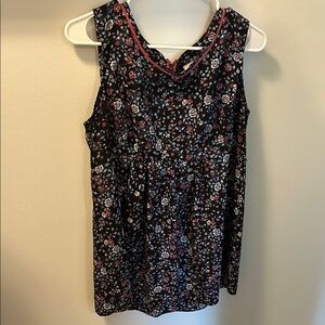 Floral Sleeveless Top - Black and Red